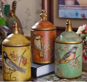 Painted Storage Jar Cans